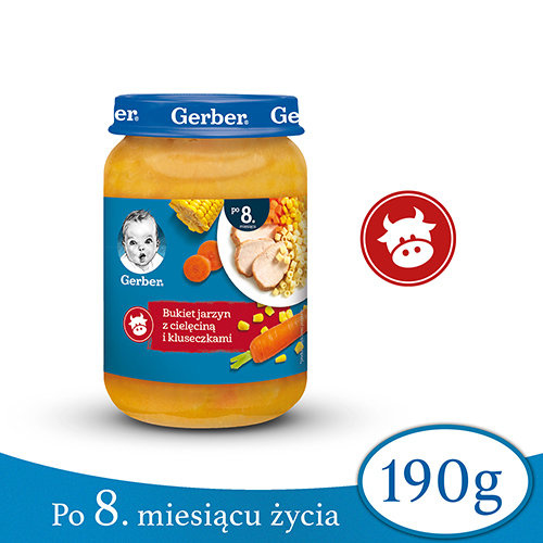 Gerber Danie Bukiet Jarzyn z Cielęciną i Kluseczkami dla Niemowląt po 8 Miesiącu 190g