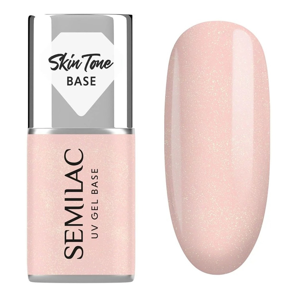 Semilac Cover Gel Base Glitter Peach 7ml