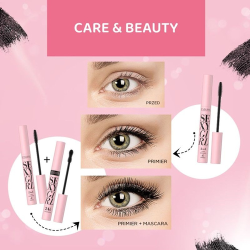 Eveline Sexy Girl 2in1 Lash Booster Primer Strengthening Conditioner and Eyelash Base 2in1 10ml