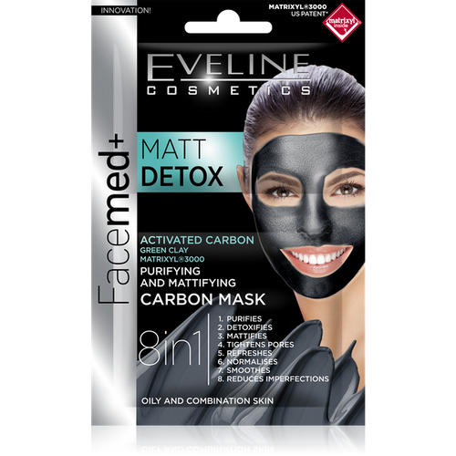 Eveline FaceMed+ Mat Detox 8w1 Oczyszczająco Matująca Maska Węglowa 2x5ml