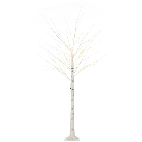 HOMCOM 6ft Artificial White Birch Tree Light with Warm White Pre-Lit LED Light for Indoor and Covered Outdoor Use