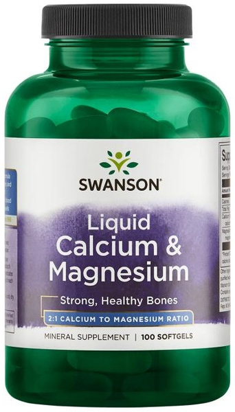 Swanson Liquid Calcium & Magnesium Wapń i Magnez 100 Kasułek
