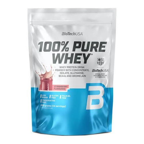 BioTechUSA 100% Pure Whey Protein Powder Strawberry 400g