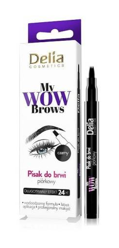 DELIA Piórkowy pisak do brwi My Wow Brows CZARNY