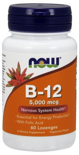 Now Foods Vitamin B-12 z Kwasem Foliowym 5000mcg 60 Kapsułek