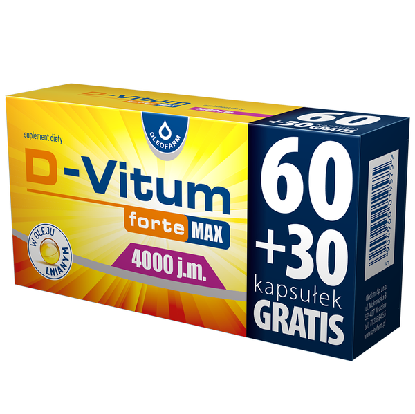 Oleofarm D-Vitum Forte Max 4000 j.m.dla Zdrowych Kości i Zębów 90 Kapsułek