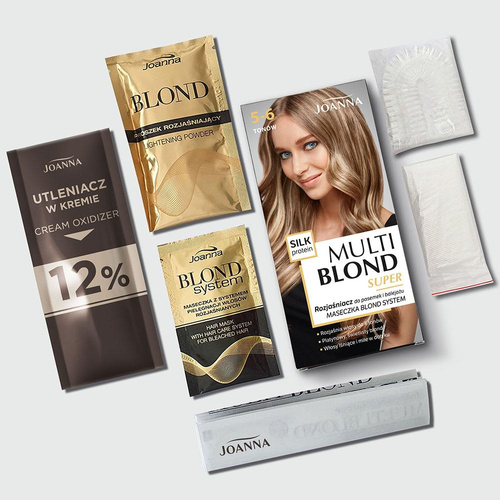 Joanna Multi Blond Rozjaśniacz do Włosów 5-6 Tonów Proteiny Jedwabiu Efekt Świetlistych Pasemek 1 Sztuka
