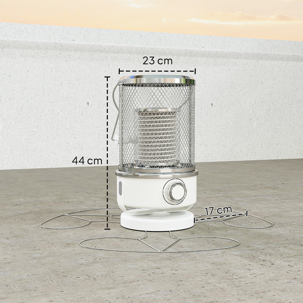 Outsunny 2000W Patio Electric Heater with 10-20㎡ Coverage, Separation Coil, Freestanding Outdoor Infrared Heater with Tip-Over Protection, Overheat Protection, Handle for Indoor and Outdoor Use, White