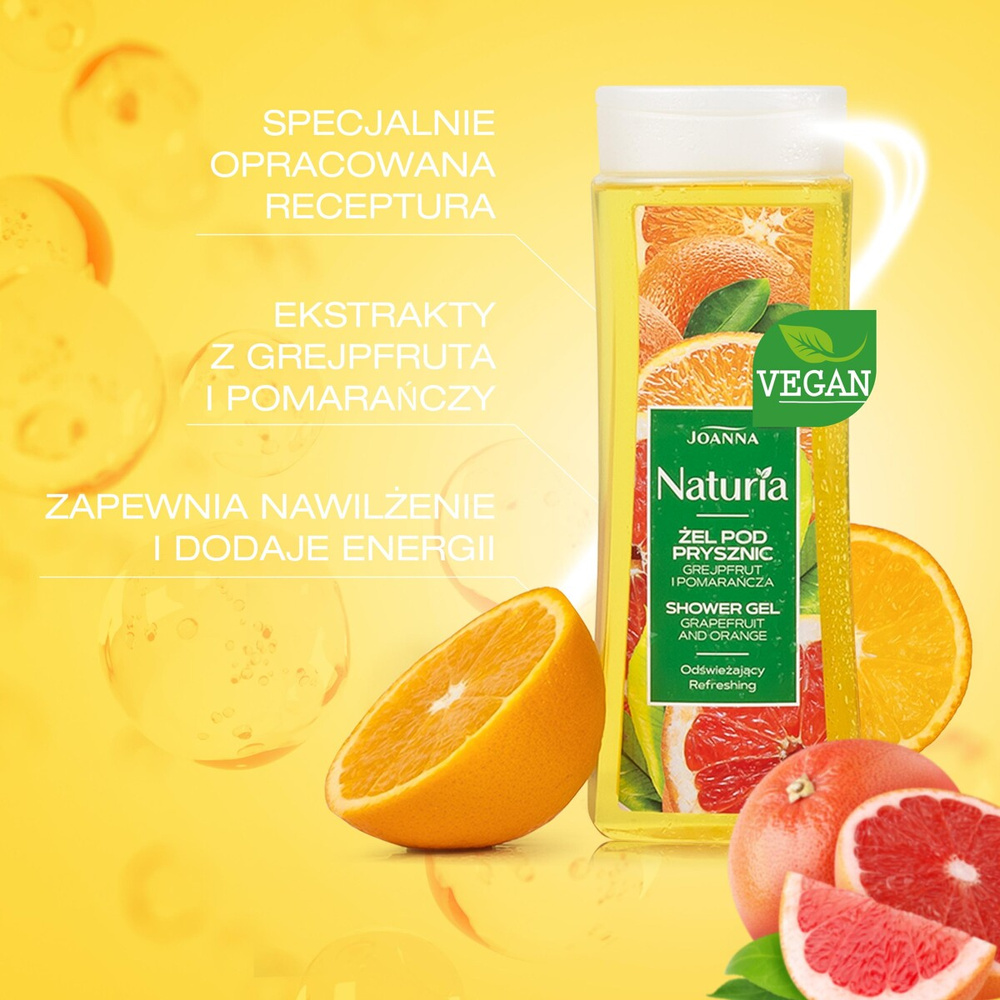 Joanna Naturia Grapefruit and Orange Shower Gel for All Skin Types 300ml