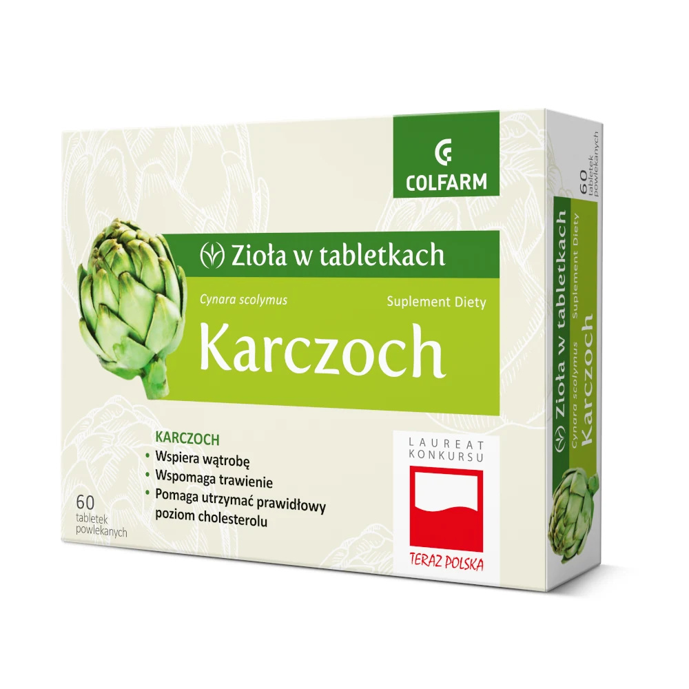 Colfarm Zioła w Tabletkach Karczoch Wspomaga Trawienie i Wątrobę 60 Tabletki