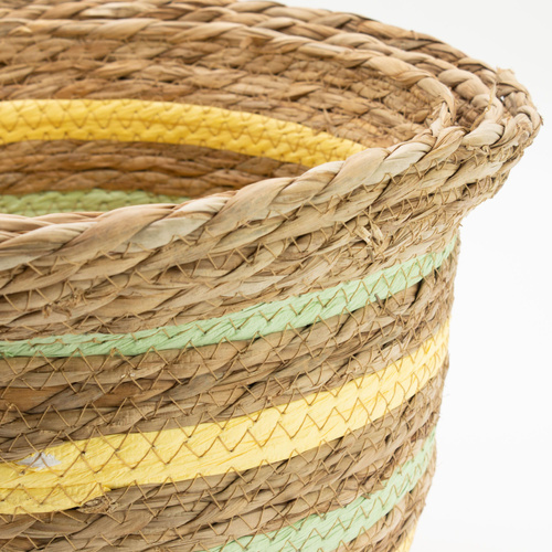 Seagrass & Straw Vase Shaped Baskets - Natural Yellow & Green - Set of 3