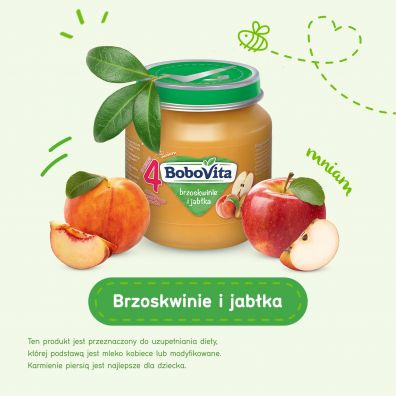 BoboVita Deser Przecier Brzoskwinie i Jabłka dla Niemowląt po 4 Miesiącu 125g