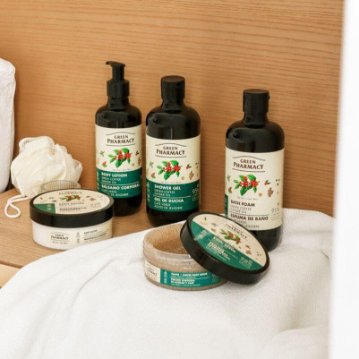 Green Pharmacy Peeling Cukrowo-Kawowy do Ciała Zielona Kawa i Olejek Imbirowy 200ml