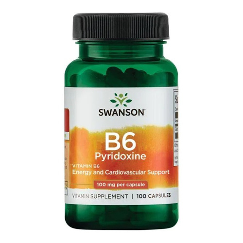 Swanson B6 Pyridoxine 100mg Wspomaga Pracę Układu Nerwowego 100 Kapsułek