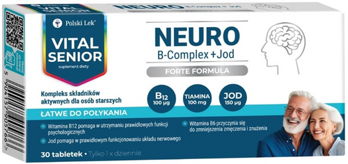 Vital Senior Neuro B-Complex + Jod Wsparcie Pamięci i Układu Nerwowego 30 Tabletek