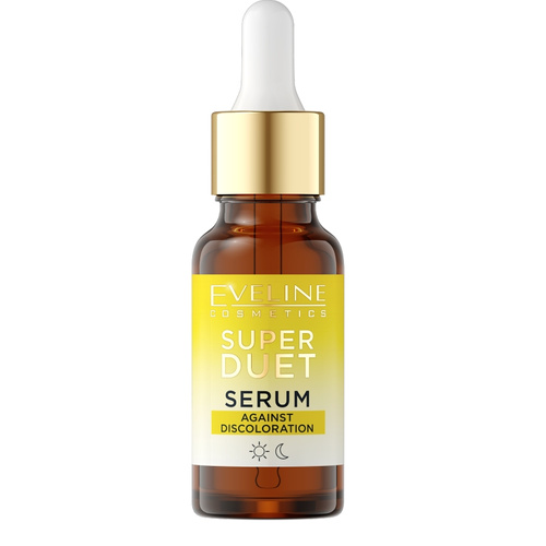 Eveline Super Duet Against Discoloration Concentrated Serum 15% Vitamin C and Niacinamide Complex for Dry and Dull Skin Day and Night 18ml