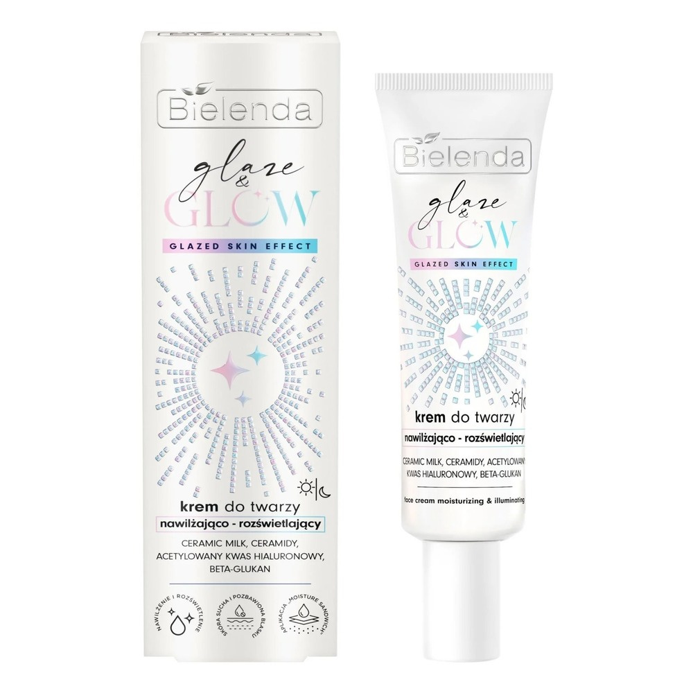 Bielenda Glaze & Glow Nawilżająco - Rozświetlający Krem Glazed Skin Effect dla Skóry Suchej i Pozbawionej Blasku 50ml