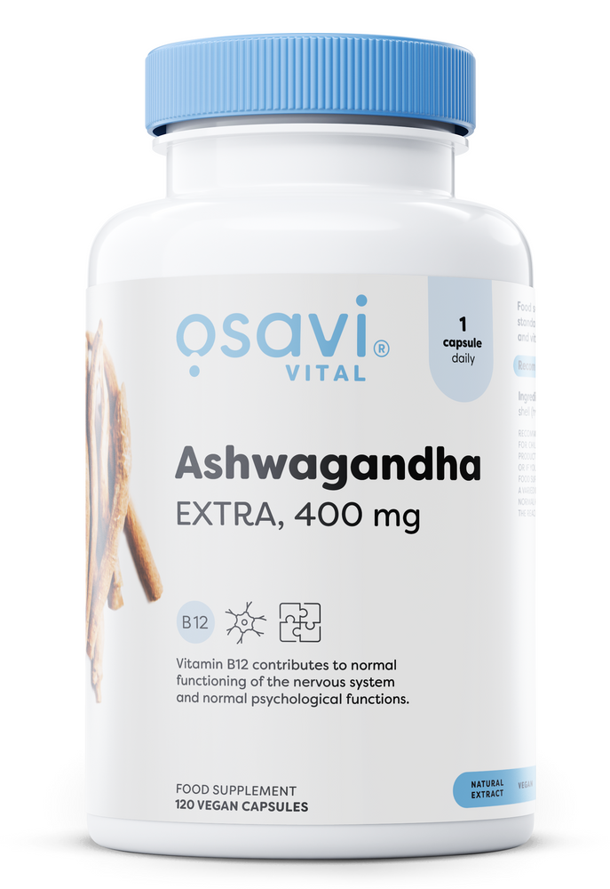 Osavi Ashwagandha Extra 400mg with Vitamin B12 for Stress and Fatigue 120 Capsules