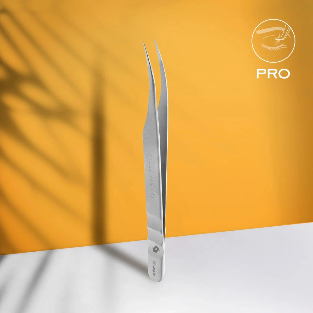 Staleks Pro Expert 40 Type 11 Curved Eyelash Tweezers For Precision Isolation 125mm