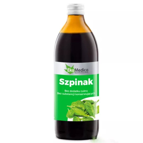 EkaMedica Szpinak Płynny Suplement Diety z Naturalną Witaminę C na Pracę Naczyń Krwionośnych i Przyswajanie Żelaza 0,5l