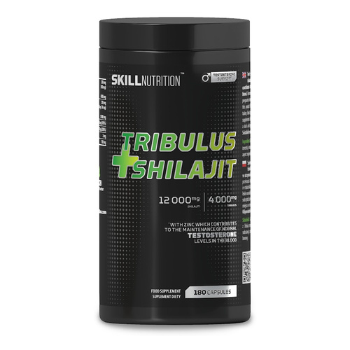 Skill Nutrition Tribulus + Shilajit Suplement na Witalność dla Mężczyzn 180 Wegańskich Kapsułek