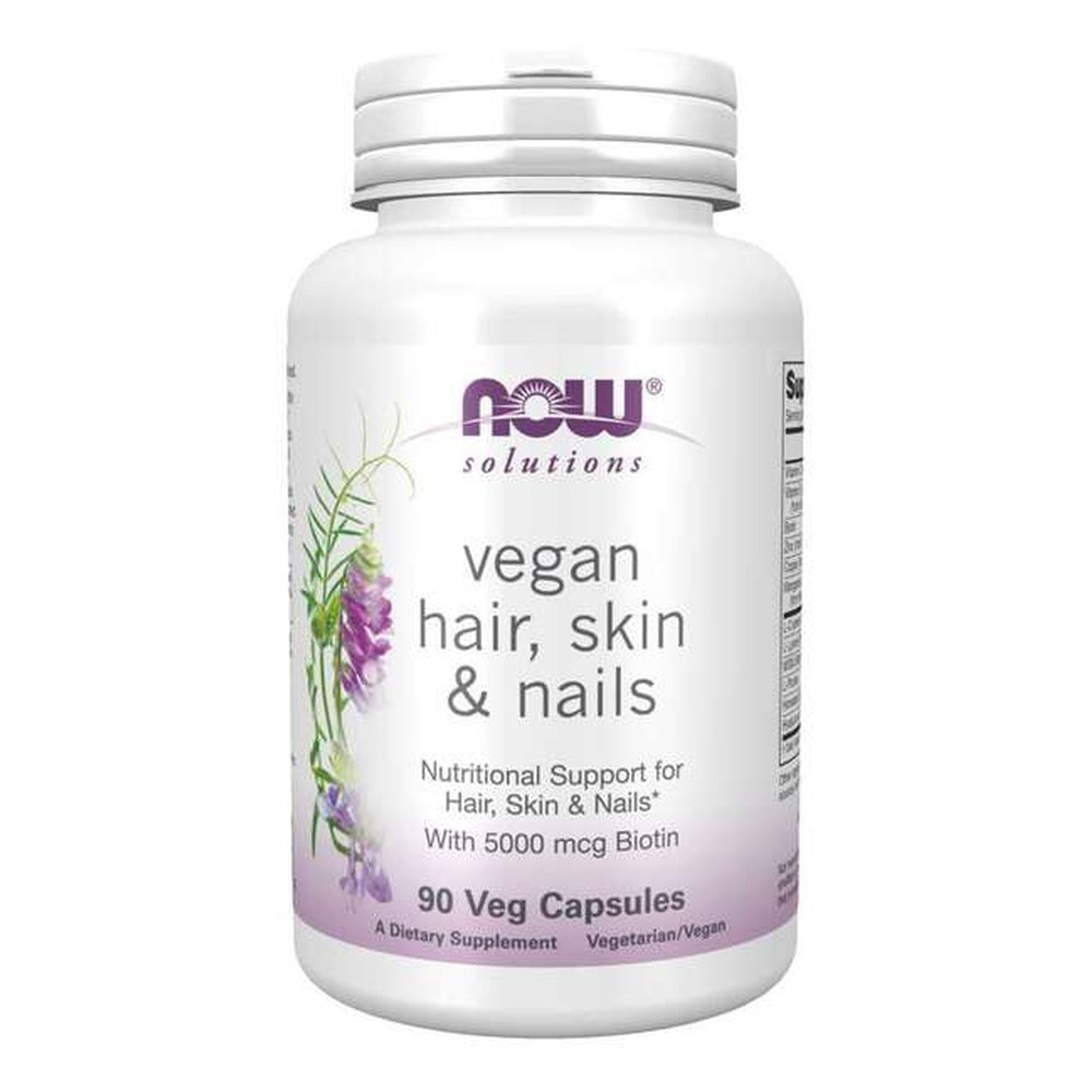 NOW Foods Vegan Hair Skin and Nails Supplement for a Healthy Appearance 90 Vegan Capsules