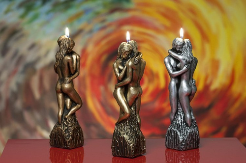 Bartek Candles Świeca - ZAKOCHANA PARA 250mm (25cm) kolor złoty