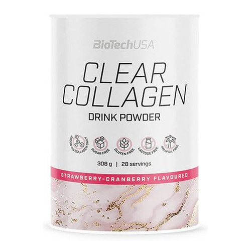 BioTechUSA Clear Collagen Proszek do napoju, Truskawka-Żurawina 308g