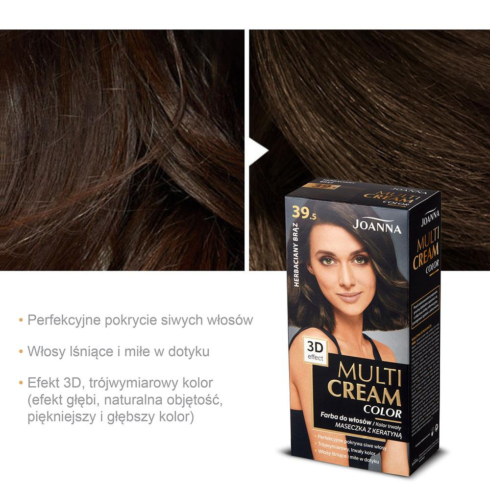 Joanna Multi Cream Color 3D Effect Hair Dye with Long-Lasting Effect No. 39.5 Tea Brown 1 Piece