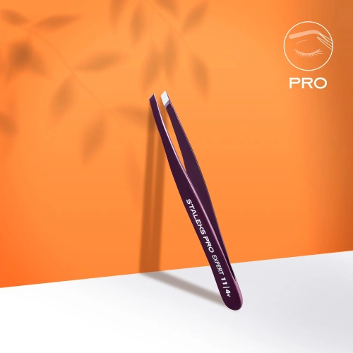 Staleks Pro Pęseta do Brwi Bordo EXPERT 11 TYPE 4 Wąska Skośna 1 Sztuka