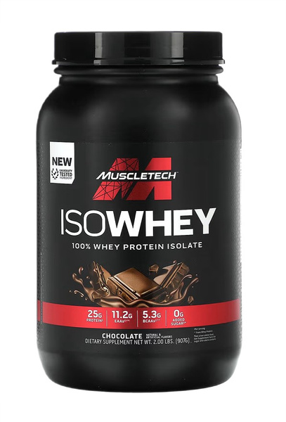 MuscleTech Iso Whey Izolat Białka Serwatkowego Czekoladowy Na Budowę Masy Mięśniowej 907g