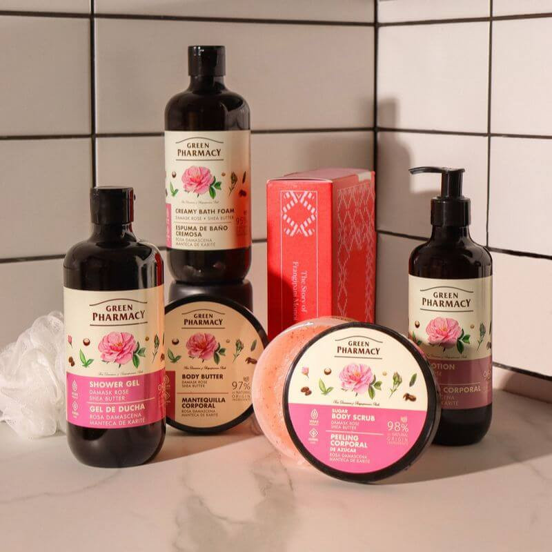 Green Pharmacy Cukrowy Peeling do Ciała Róża Damasceńska i Masło Shea 200ml