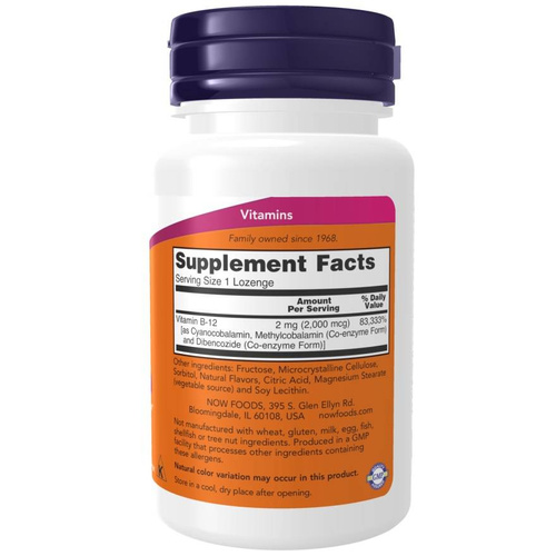 Now Foods Vitamin B-12 2000mcg Supports Nervous and Immune Systems 100 Lozenges