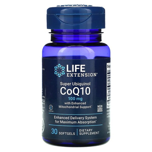 Life Extension Super Ubichinol Koenzym Q10 ze Wzmocnionym Wsparciem Mitochondrialnym 100mg Na Energię Komórkową i Zdrowie Serca 30 Kapsułek Miękkich