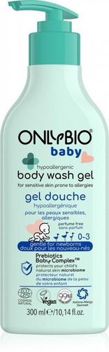 OnlyBio Baby Hipoalergiczny Żel do Mycia Ciała dla Niemowląt od 1 Dnia Życia dla Skóry Atopowej i ze Skłonnością do Alergii 300ml Best Before 14.09.26