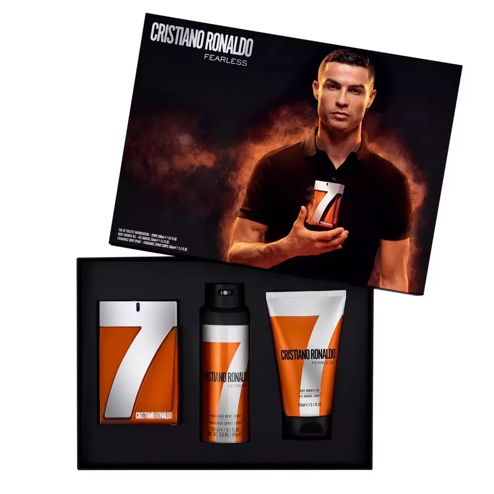 Cristiano Ronaldo CR7 Fearless Gift Set 100ml EDT + 150ml Shower Gel + 150ml Body Gift Set for Men 1 Piece