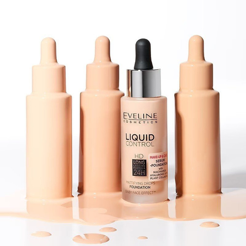 Eveline Liquid Control HD Podkład z Niacynamidem w Dropperze Nr 02 Soft Porcelain 32ml