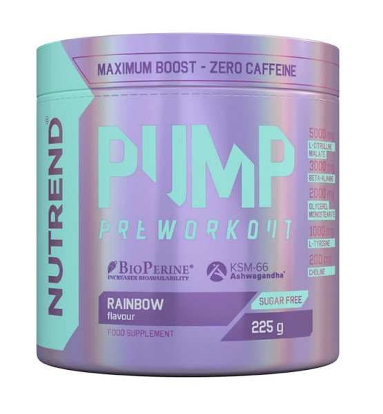 Nutrend Pump Pre-Workout Rainbow a Caffeine-Free Pre-Workout for Muscle Pump and Focus 225g