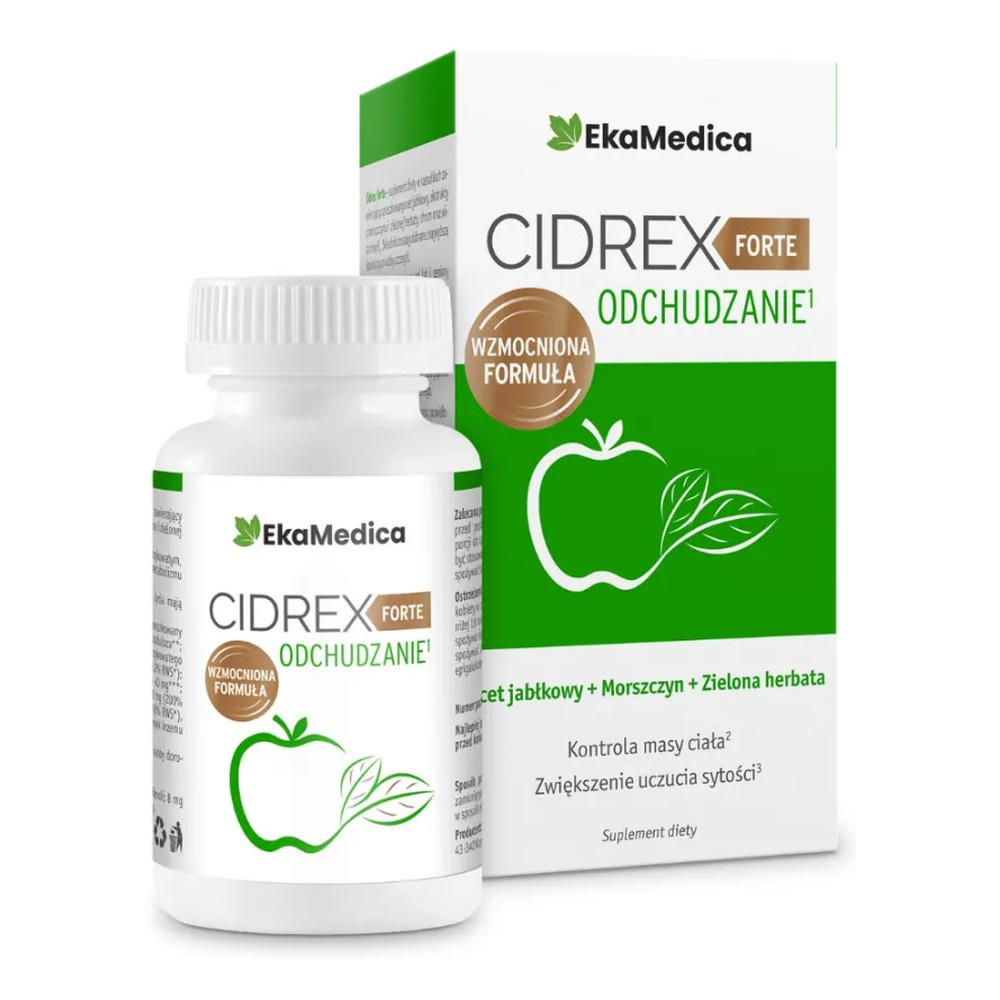 Ekamedica Cidrex Forte Ocet Jabłkowy, Morszczyn, Zielona Herbata, Chrom i Witamina B6 60 Kapsułek