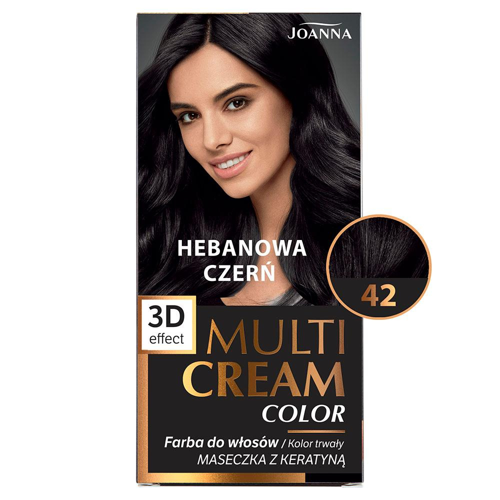 Joanna Multi Cream Color Farba do Włosów z Efektem 3D z Długotrwałym Efektem Nr 42 Hebanowa Czerń 1 Sztuka