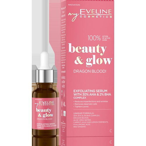 Eveline Beauty & Glow Dragon Blood! Exfoliating Serum with AHA Complex 30% and BHA 2% 18ml