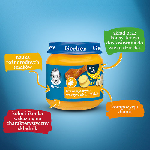 Gerber Krem z Jasnych Warzyw z Kurczakiem dla Niemowląt po 5 Miesiącu 125g