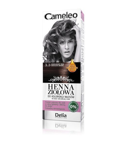 DELIA Cameleo Ziołowy Krem Koloryzujący Henna Ziołowa Nr 3.3 Czekoladowy brąz 75g