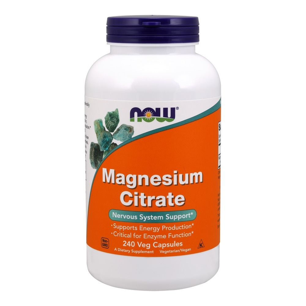 Now Foods Magnesium Citrate Kapsułki z Magnezem dla Energii Mięśni i Układu Nerwowego 240 Sztuk