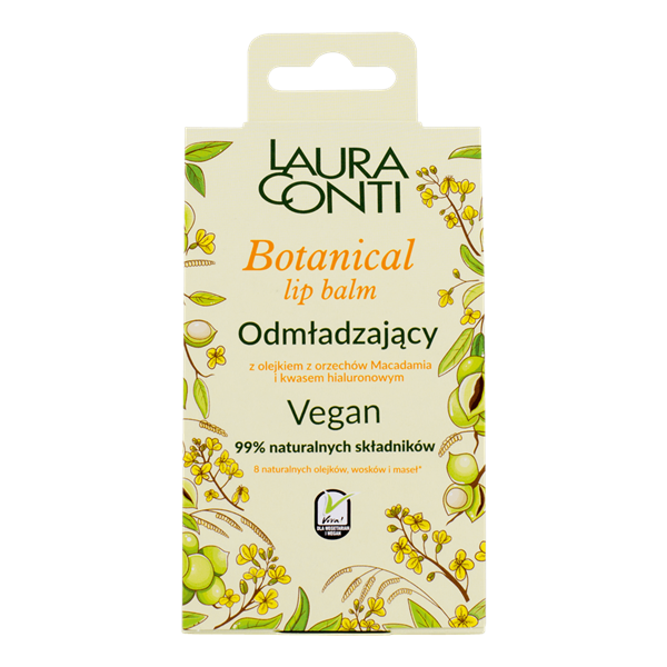 Laura Conti Botanical Vegan Rejuvenating Lip Balm with Macadamia Nut Oil and Aloe Vera Extract 4,8g BEST BEFORE 31.11.2021