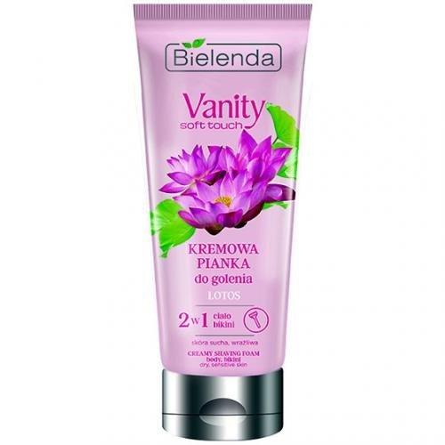 BIELENDA Vanity Soft Touch, Kremowa pianka do golenia 2w1 Lotos, skóra sucha i wrażliwa 175ml