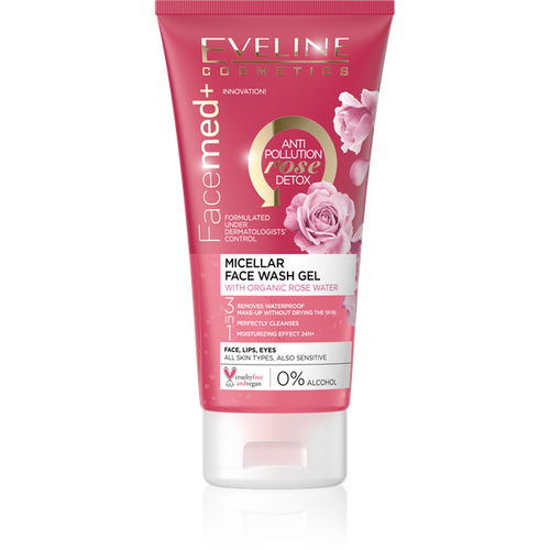 Eveline FaceMed+ Micelarny Żel do Mycia Twarzy z Wodą Różaną do Każdego Typu Cery 150ml