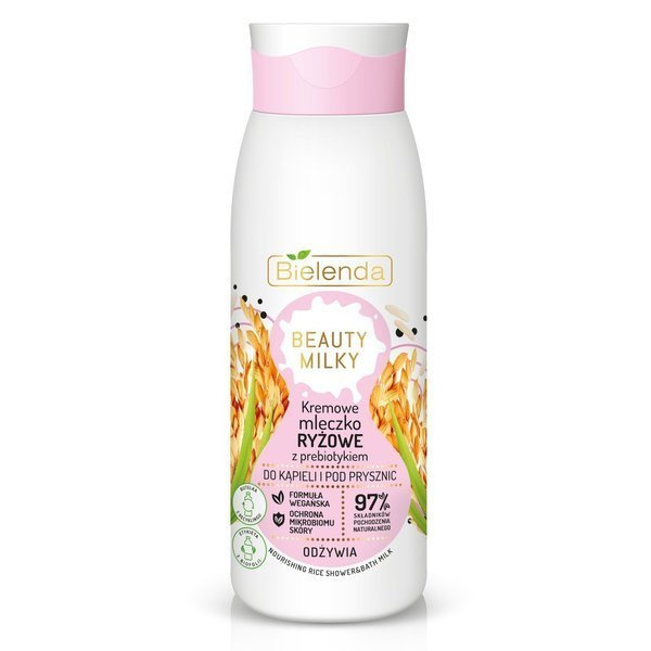 BIELENDA BEAUTY MILKY Kremowe Mleczko ryżowe Z PREBIOTYKIEM do kąpieli i pod prysznic 400ml