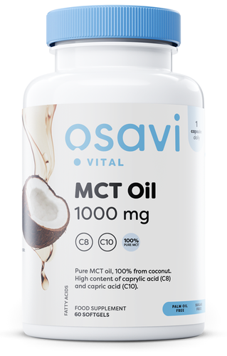 Osavi Olej MCT 1000mg Źródło Średniołańcuchowych Kwasów Tłuszczowych 60 Kapsułek