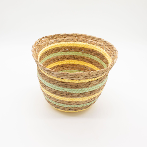 Seagrass & Straw Vase Shaped Baskets - Natural Yellow & Green - Set of 3